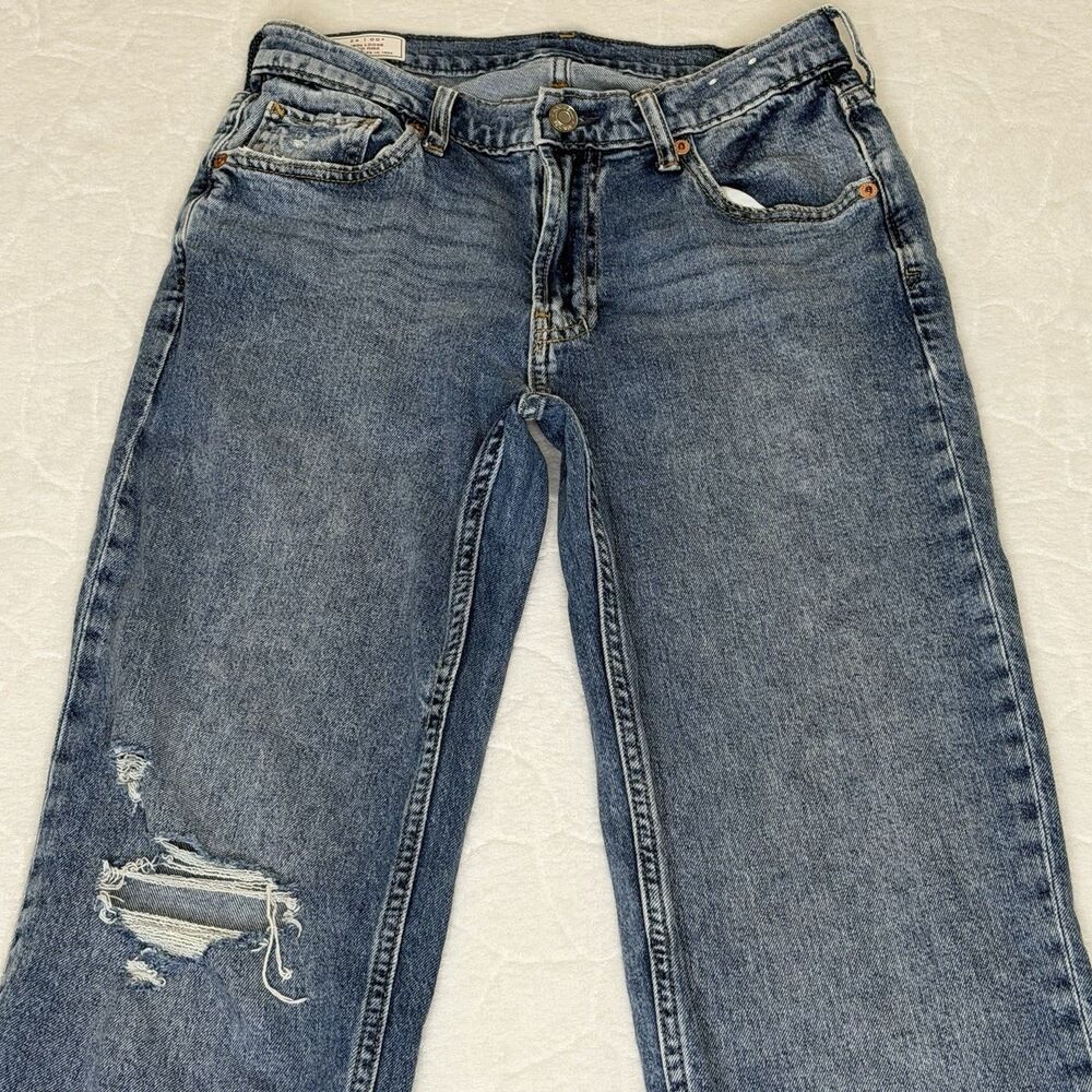 GAP '90s Loose Mid Rise Distressed Ripped Raw Hem Jeans Light Wash Women's 24 00 - Picture 3 of 15